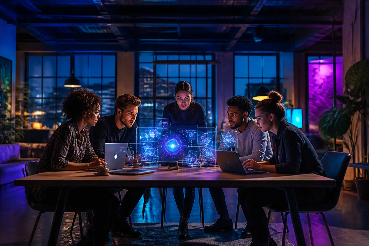 Global entrepreneurs collaborating on AI business launches
