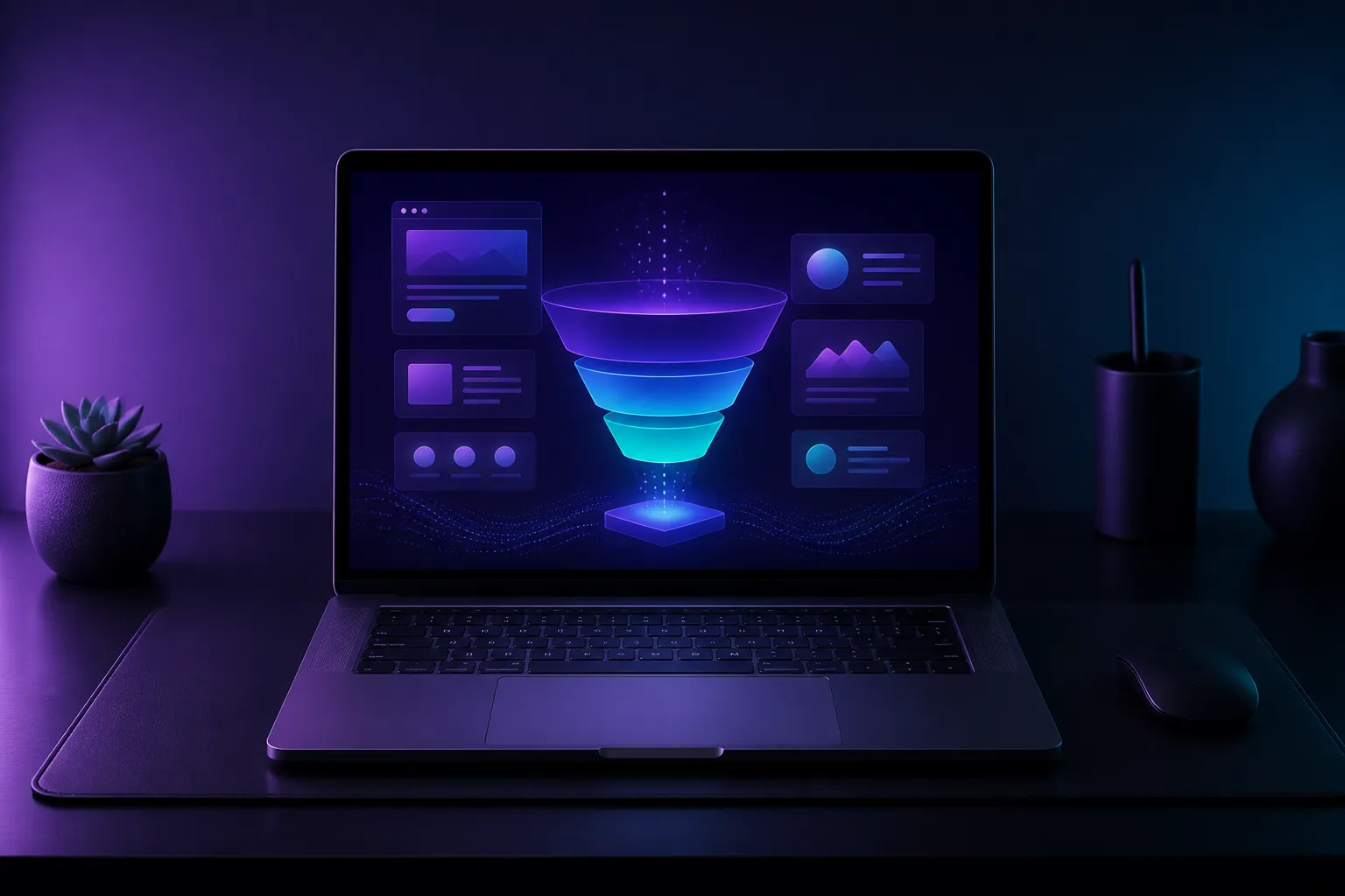 AEO-optimised funnel and website design workspace
