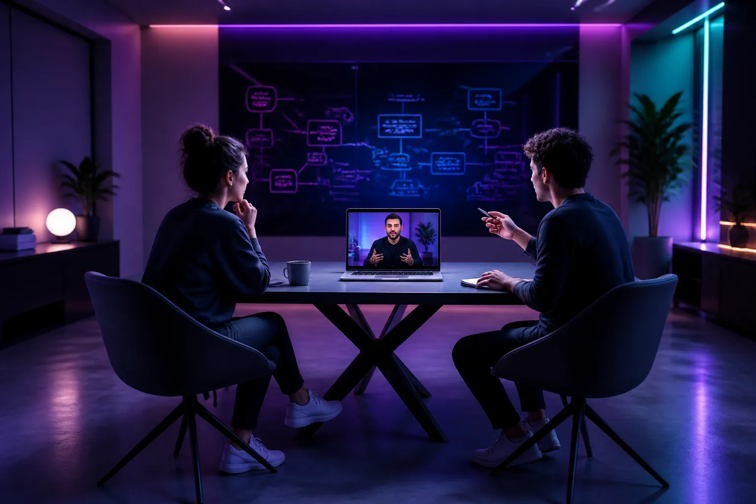 Trivro SI strategist on a free video call with a founder mapping out their AI business plan